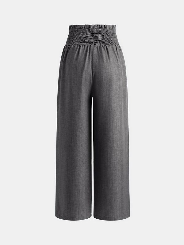 YOZY [6 colors, size 0 2-14] Pleated Waist Pants, Casual Comfy Plain Wide Leg Trousers, 2024 Women's Daily Wear for Spring & Summer & Fall, [XS-XXL]